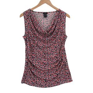Ann Taylor Tank Top Womens Medium Multi Floral Sleeveless Cowl Neck Pullover